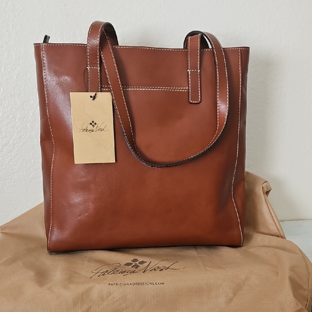 NWT Patricia Nash Brown Leather Viana Tanned Tote Bag Purse